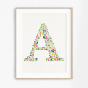  Hand Painted Wildflower Letter Art Monogram Floral Watercolor Print