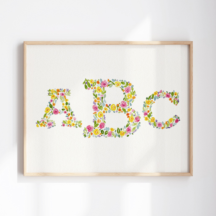 Hand Painted Monogram Floral Watercolor Art | Custom Initials Wedding Decor | Personalized Anniversary Gift