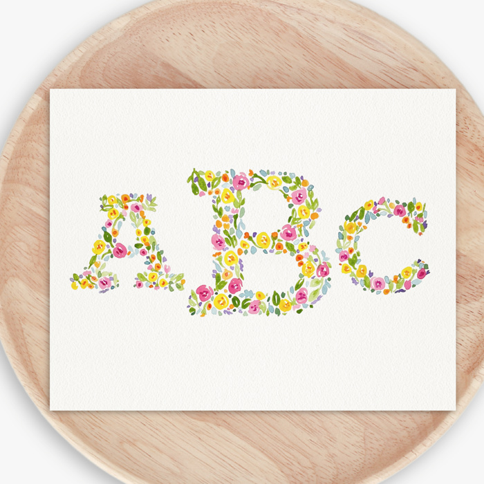 Hand Painted Monogram Floral Watercolor Art | Custom Initials Wedding Decor | Personalized Anniversary Gift
