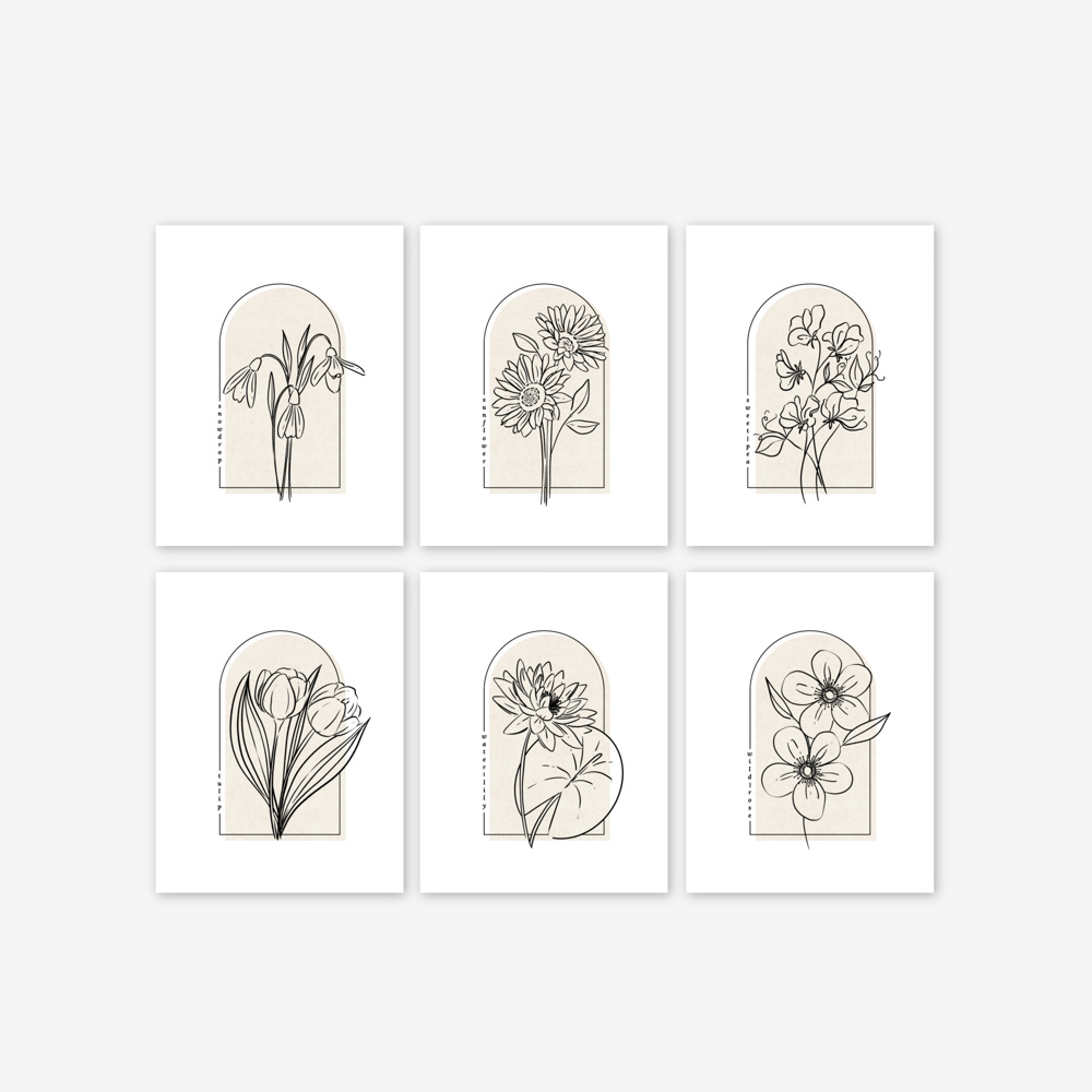 Hand Illustrated Floral Prints | 42 Flower Options