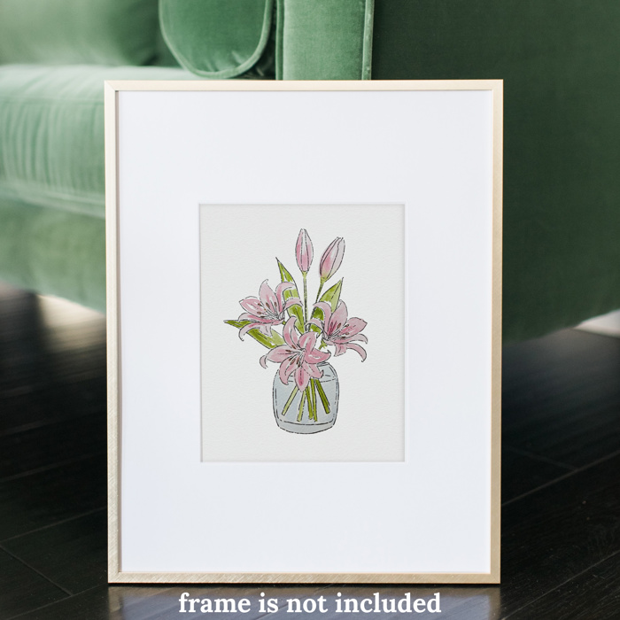 Pink Lily Bouquet Watercolor Paint Kit | Just Add Water, All In One Art Set