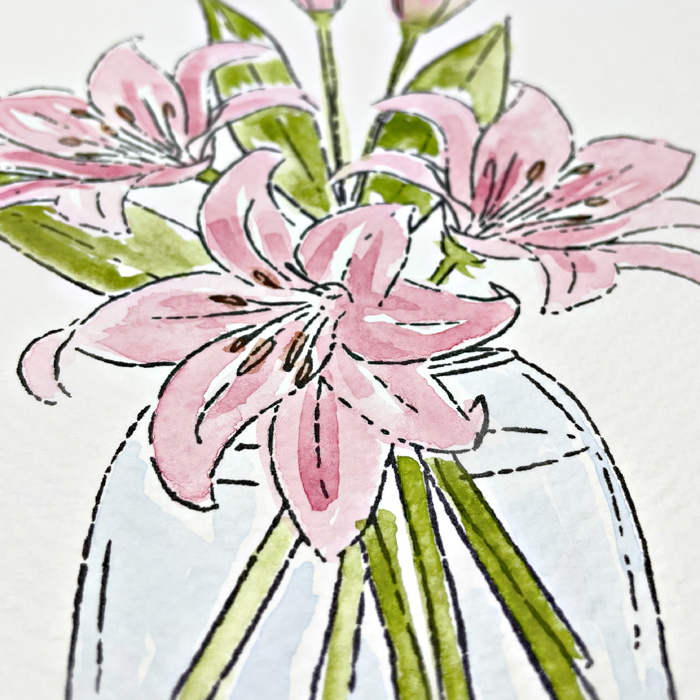 Pink Lily Bouquet Watercolor Paint Kit | Just Add Water, All In One Art Set
