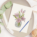  Pink Lily Bouquet Watercolor Paint Kit | Just Add Water, All In One Art Set