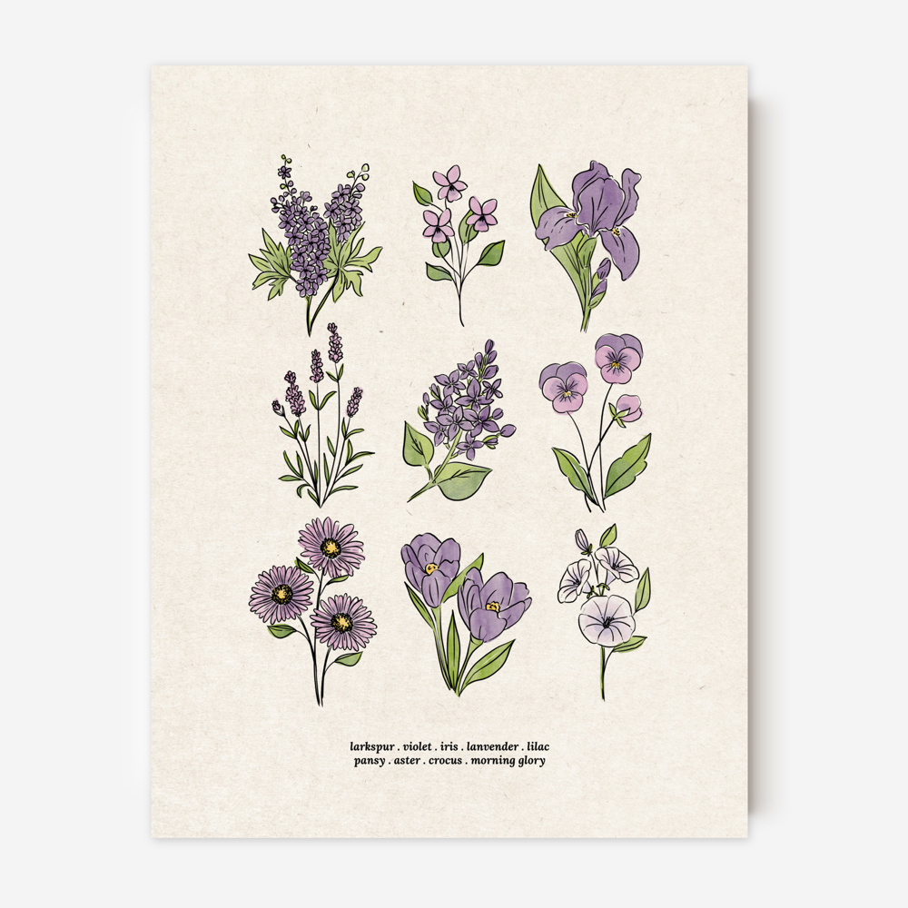 Flower Chart Art Prints | Unframed Floral Illustrations