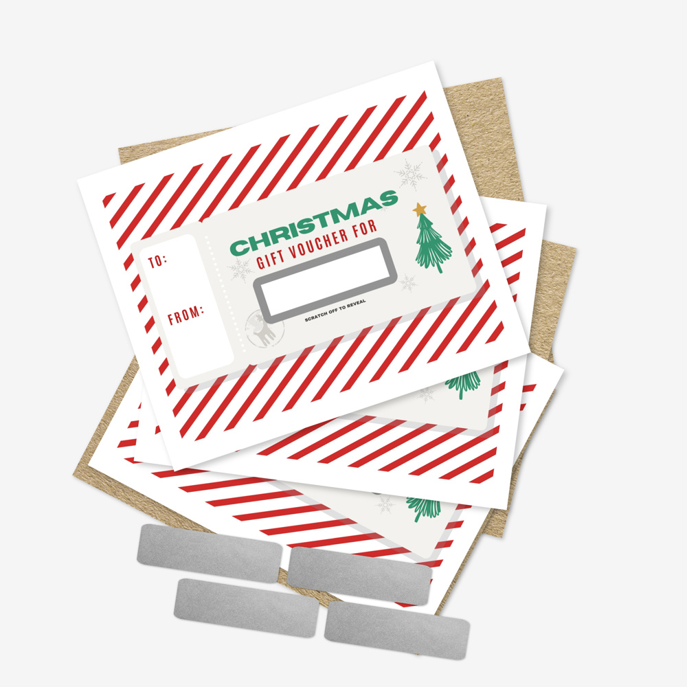 3 PK DIY Scratch Off Sticker Christmas Voucher Cards + Envelopes