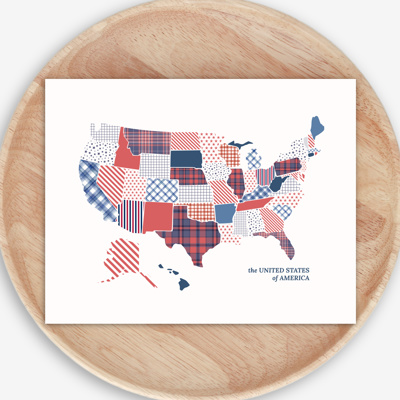 US Map Art Print | Hand Illustrated Florals | 2 Options