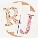  Hand Painted Initial | Rose Floral Monogram Letter | Original Painting