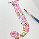  Hand Painted Initial | Rose Floral Monogram Letter | Original Painting