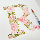  Hand Painted Initial | Rose Floral Monogram Letter | Original Painting