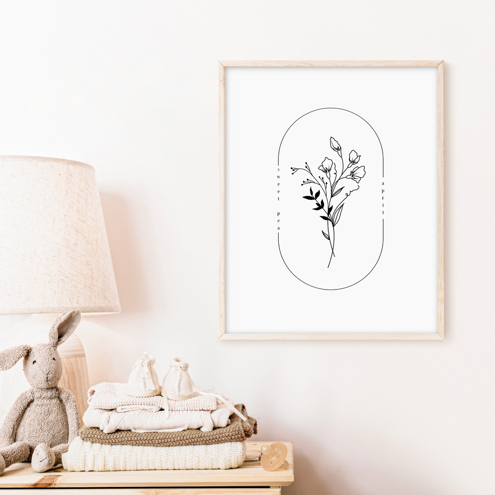 BOGO Birth Flower Simple Line Art Print | 27 Options