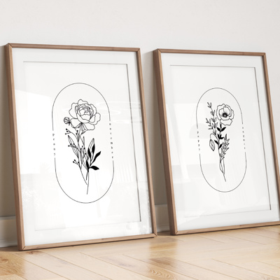 BOGO Birth Flower Simple Line Art Print | 27 Options