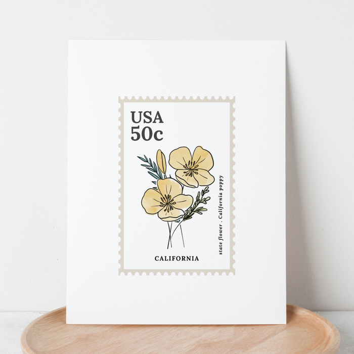 State Flower Stamp Prints | Hand Illustrated Watercolor Floral Art