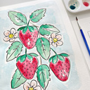  Strawberry Watercolor Paint Kit | Pre-Sketched Art Set Gift, Family Paint Party, Date Night