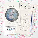  2 PK Couples Zodiac Star Chart Paint Kits | 2 Pre-Sketched 5X7 in Cards with Brush and Watercolor Paints for Date Night