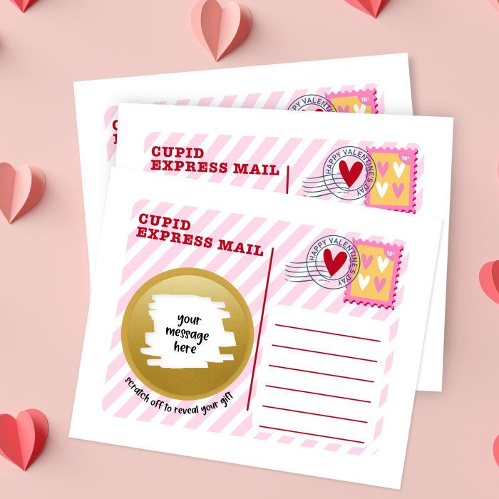 3 PK Scratch Off Valentines Day Gift Voucher Note Cards + Envelopes