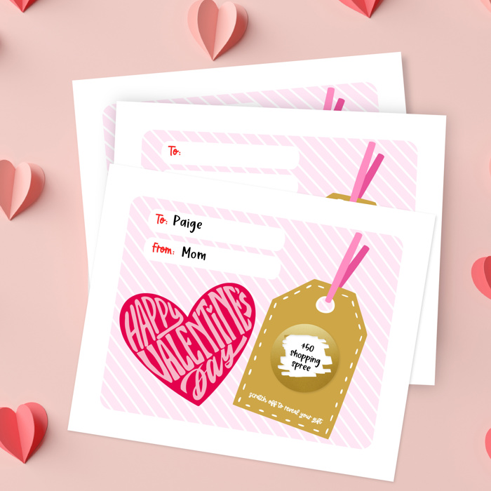 3 PK Scratch Off Valentines Day Gift Note Cards + Envelopes and Stickers