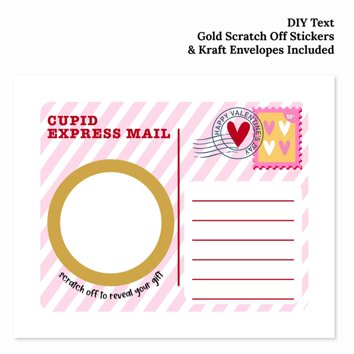 3 PK Scratch Off Valentines Day Gift Voucher Note Cards + Envelopes