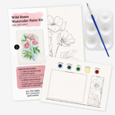 Standard Brush - Blue Wild Rose Watercolor Paint Kit | Pre-Sketched Art Set Just Add Water