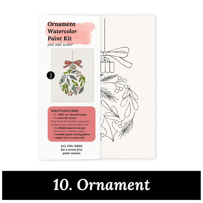 Christmas Watercolor Kit | Pre-Sketched Holiday Art Set