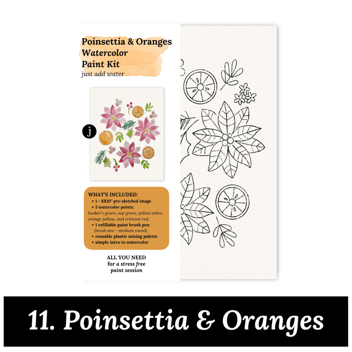 Christmas Watercolor Kit | Pre-Sketched Holiday Art Set