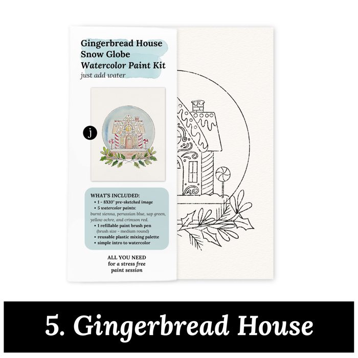 Christmas Watercolor Kit | Pre-Sketched Holiday Art Set