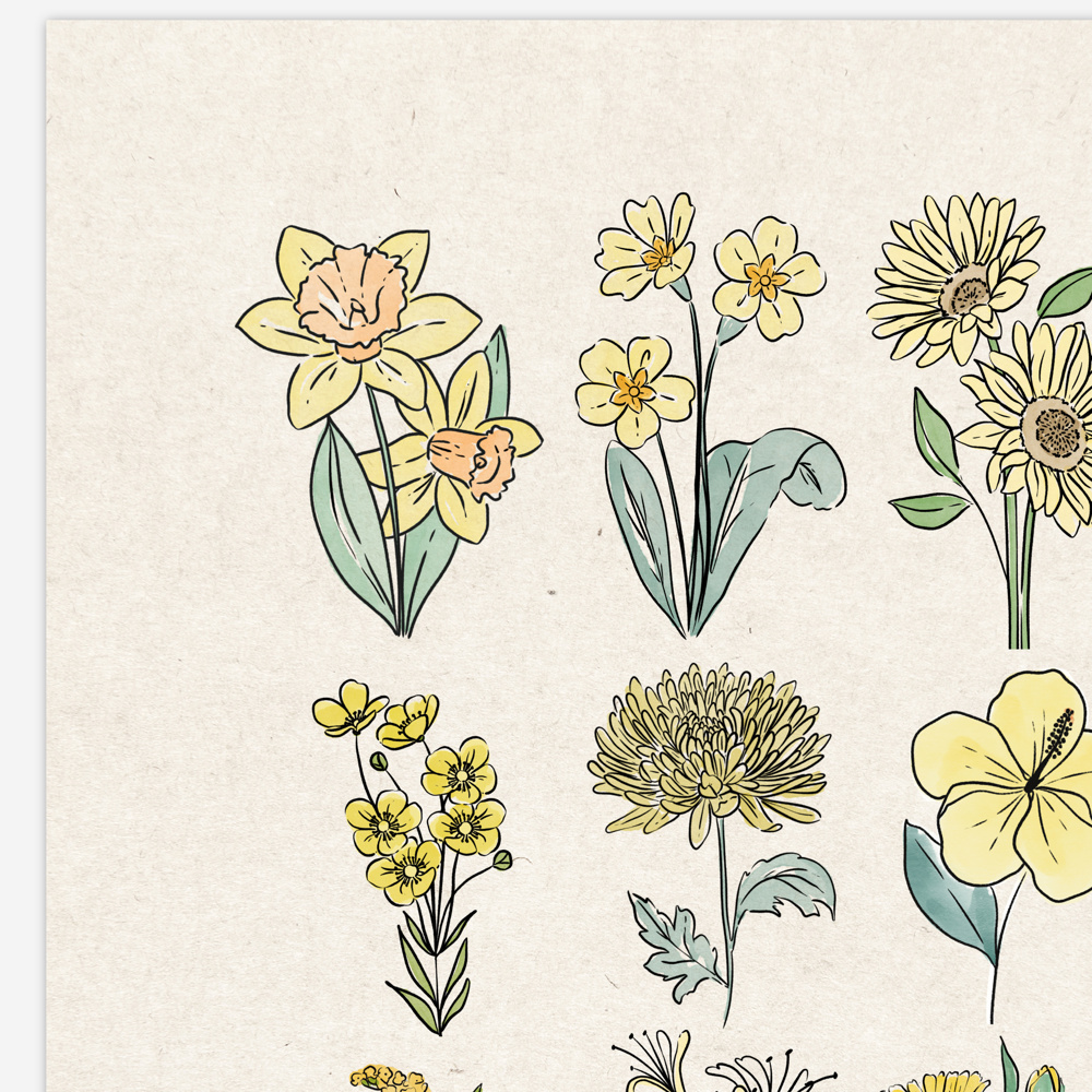 Flower Chart Art Prints | Unframed Floral Illustrations