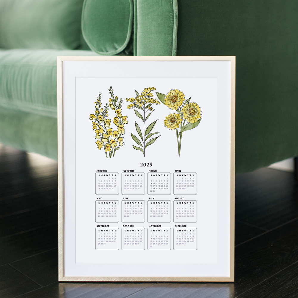 2025 At A Glance Calendar Prints | 12 Floral Options