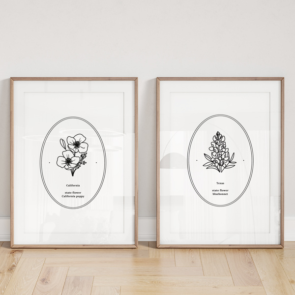 BOGO | State Flower Art Prints | Unframed Floral Wall Decor