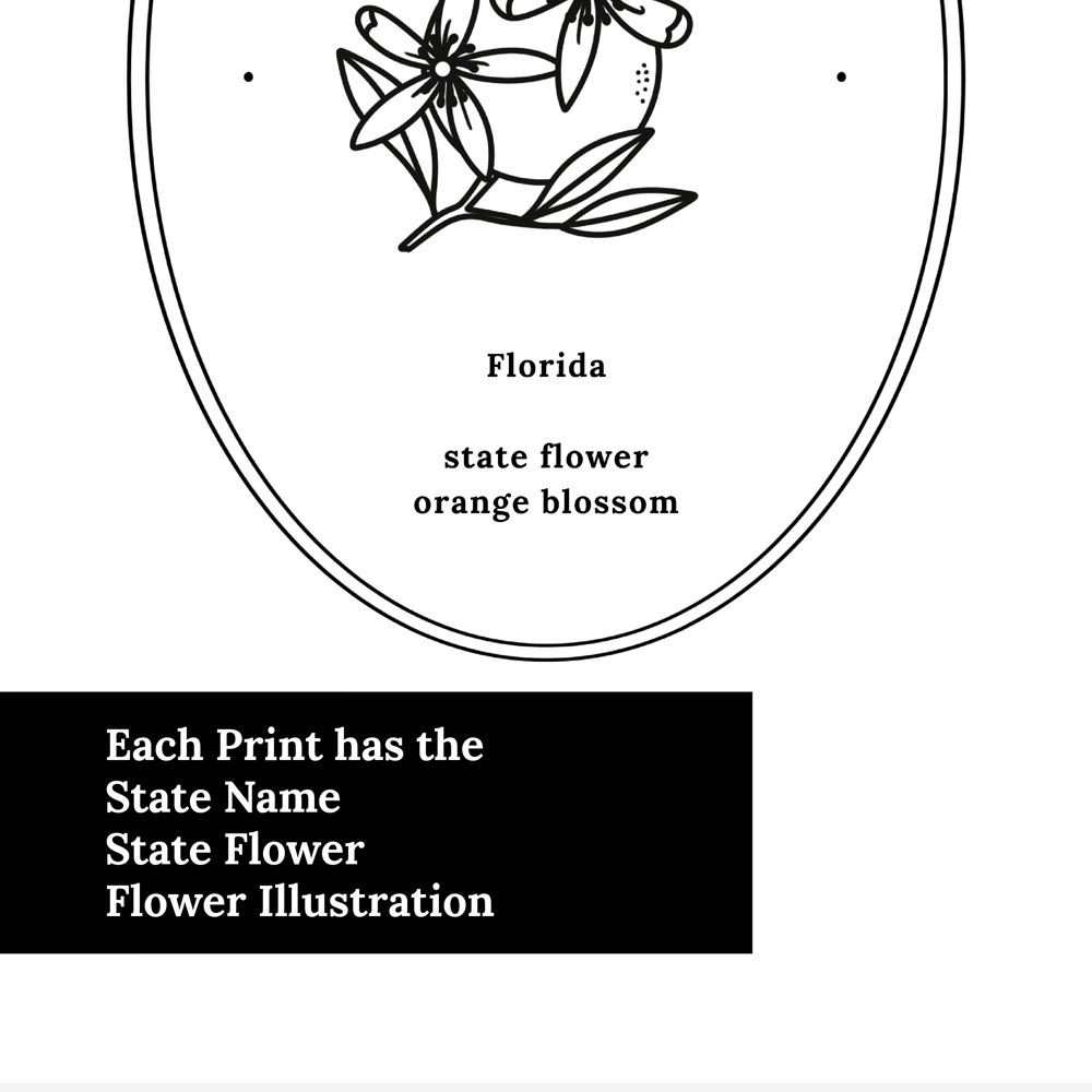 State Flower Art Print | Unframed Floral Wall Decor