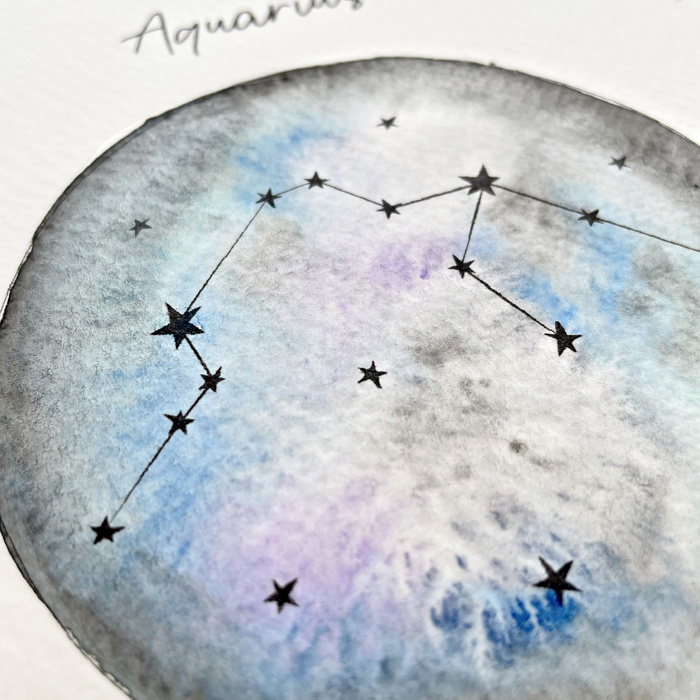 2 PK Couples Zodiac Star Chart Paint Kits | 2 Pre-Sketched 5X7 in Cards with Brush and Watercolor Paints for Date Night
