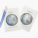  2 PK Couples Zodiac Star Chart Paint Kits | 2 Pre-Sketched 5X7 in Cards with Brush and Watercolor Paints for Date Night