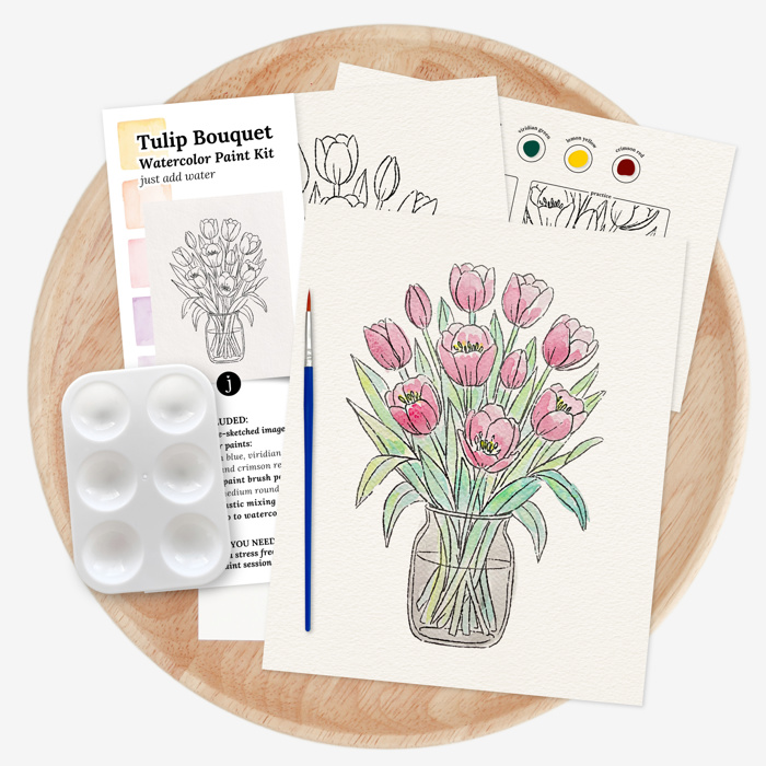 Tulip Bouquet Watercolor Paint Kit | Just Add Water 