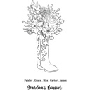  Birth Flower Sketched Boot Bouquet | Add up to 8 Flowers