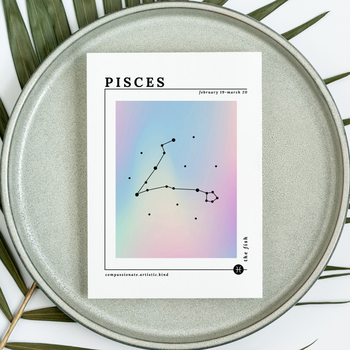 Zodiac Prints | Dreamy Iridescent Horoscope Unframed Art