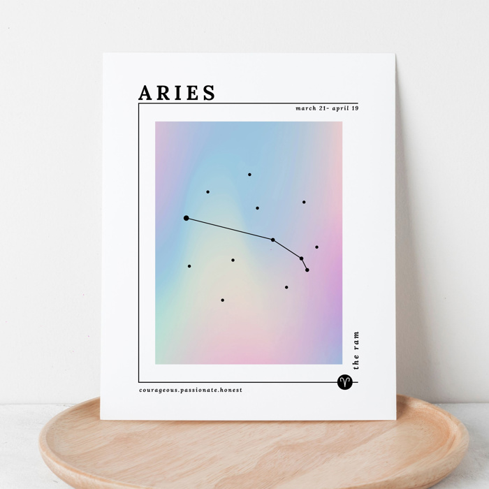 Zodiac Prints | Dreamy Iridescent Horoscope Unframed Art