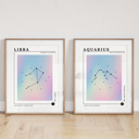  Zodiac Prints | Dreamy Iridescent Horoscope Unframed Art