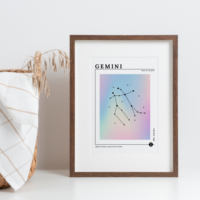 Zodiac Prints | Dreamy Iridescent Horoscope Unframed Art