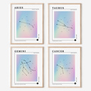  Zodiac Prints | Dreamy Iridescent Horoscope Unframed Art