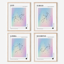  Zodiac Prints | Dreamy Iridescent Horoscope Unframed Art