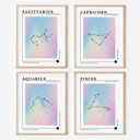  Zodiac Prints | Dreamy Iridescent Horoscope Unframed Art