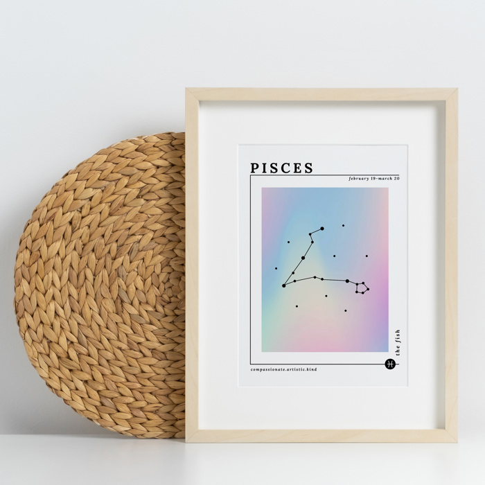 Zodiac Prints | Dreamy Iridescent Horoscope Unframed Art