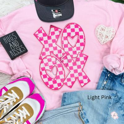 XOXO Pink Checkered Sequin Patch SWEATSHIRT