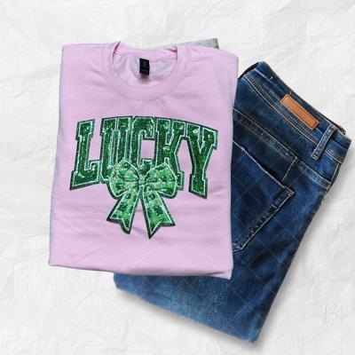 Lucky Bow Sequin Patched Sweatshirt 