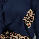  Long Sleeve Top and Leopard Print Pants Lounge Set