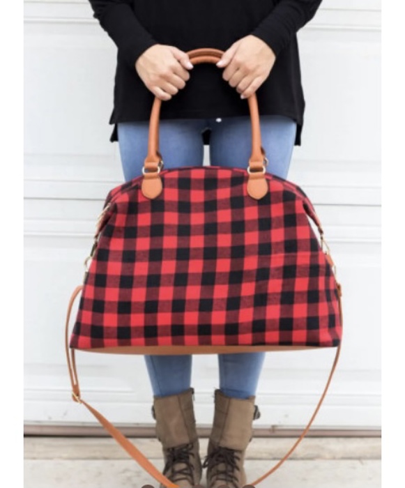 Red Plaid Tote Bag