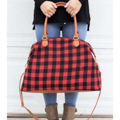 Red Plaid Tote Bag