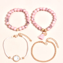  Pink Boho Style Beaded Multi Layer Bracelet Set