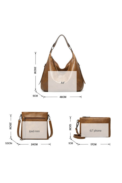 Faux Leather 3 Piece Purse Set