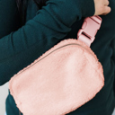  Pink Sherpa Adjustable Strap Crossbody Bag