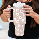  Floral Stainless Tumbler With Lid And Straw